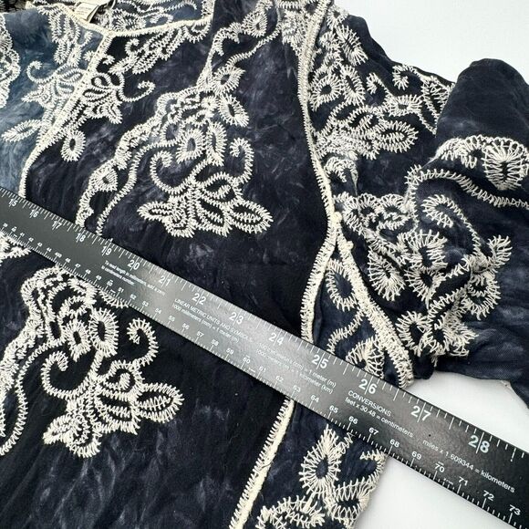 EST 1946 Women's 18/20 Blue Crochet‎ Open Knit Pullover Tunic Embroidered Floral - Picture 8 of 10